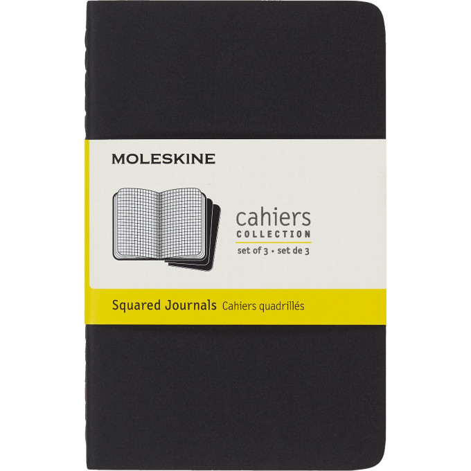 Набор блокнотов MOLESKINE Cahier Journal Pocket, клетка, чёрный, 3 шт.