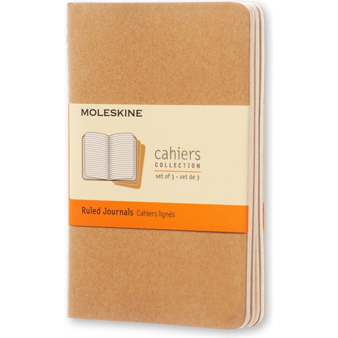 Блокнот MOLESKINE Cahier Journal Pocket, линейка, бежевый (набор 3 шт.)