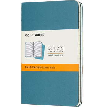 Блокнот MOLESKINE Cahier Journal Pocket, линейка, голубой, 3 шт.