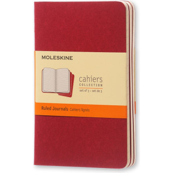 Набор блокнотов MOLESKINE Cahier Journal Pocket, линейка, клюквенный