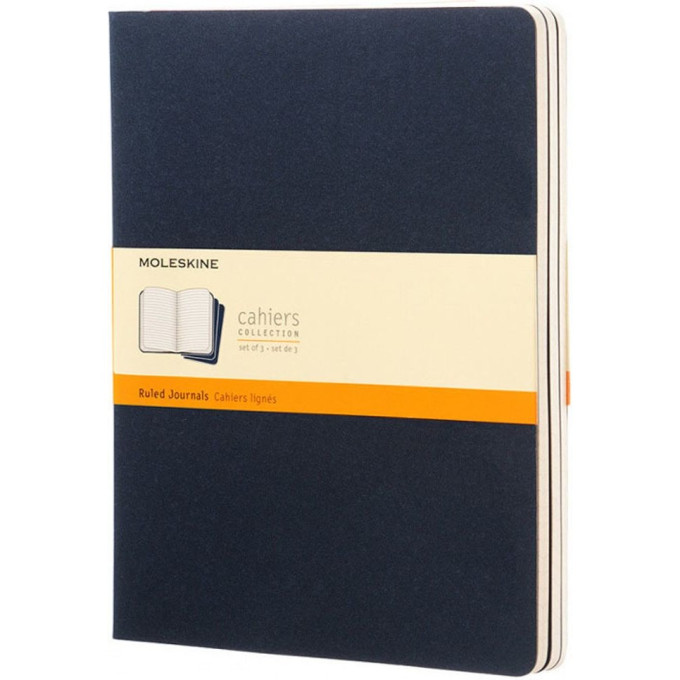 Набор блокнотов MOLESKINE Cahier Journal XLarge, линейка, синий индиго, 3 шт.