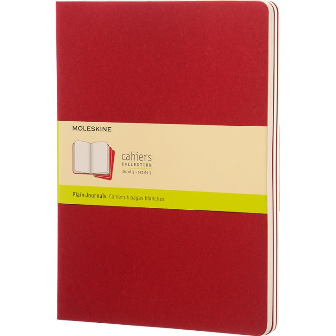 Набор из 3 блокнотов MOLESKINE Cahier Journal XL, нелинованный, клюквенный
