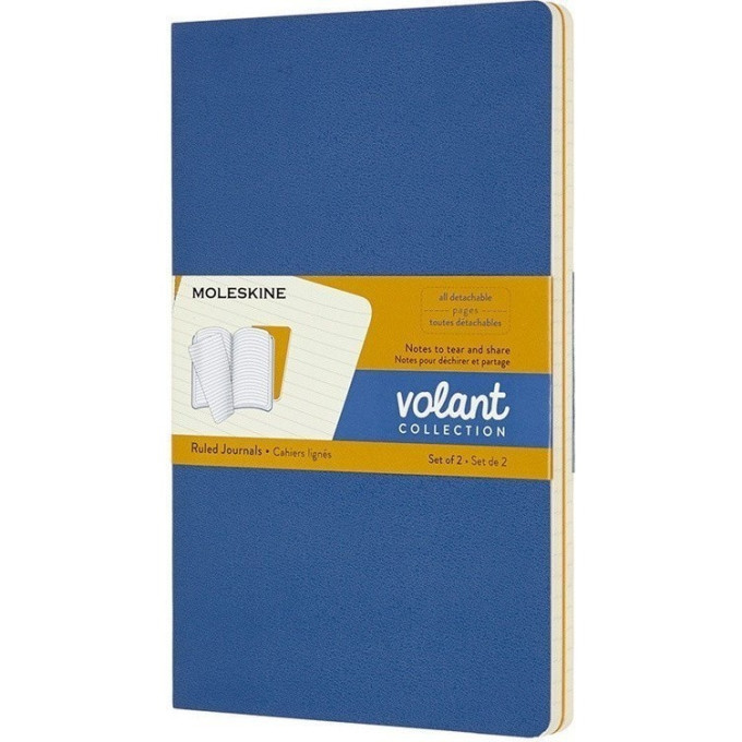 Блокнот MOLESKINE VOLANT LARGE, линейка, синий/желтый янтарный QP721B41M17