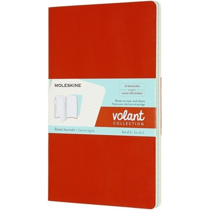 Блокнот MOLESKINE VOLANT LARGE, нелинованный, оранжевый/голубой QP723F16B24