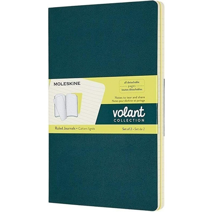 Блокнот MOLESKINE VOLANT POCKET, нелинованный, зеленый/желтый цитрон QP713K31M20