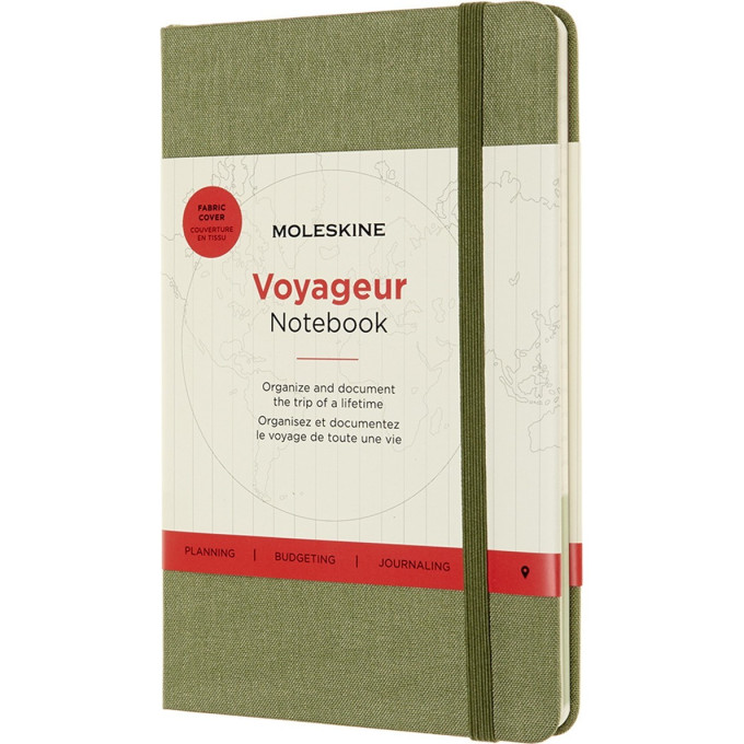 Блокнот MOLESKINE VOYAGEUR MEDIUM , нелинованный, зеленый VN002K16