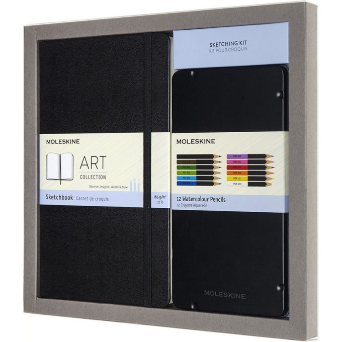 Набор MOLESKINE Art Collection Sketching: блокнот для рисования и 12 акварельных карандашей
