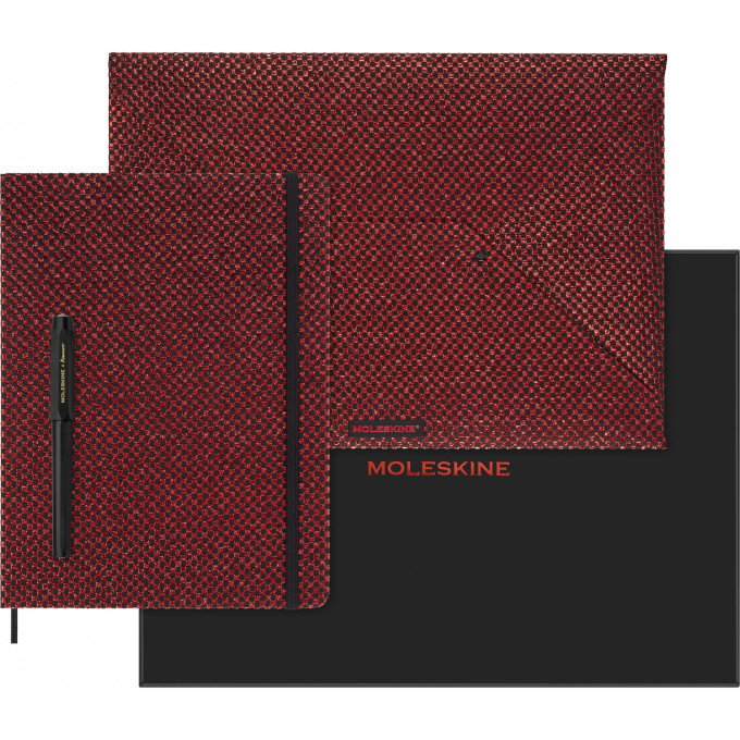 Набор MOLESKINE LIMITED EDITION PRECIOUS & ETHICAL SHINE еженедельник/ручка перьевая/папка-конверт XLarge, ручка Kaweco, бордовый металлик LEHSHINEUNDBUNDM